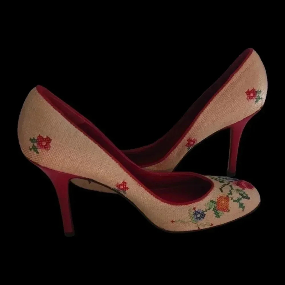 Jill stuart wicker embroidered high heel 9B - Picture 3 of 15
